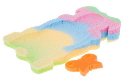 Мягкий поролоновый вкладыш в ванну для купания малышей Tega Baby с 2 губками 43х24 см разноцветный фото 1