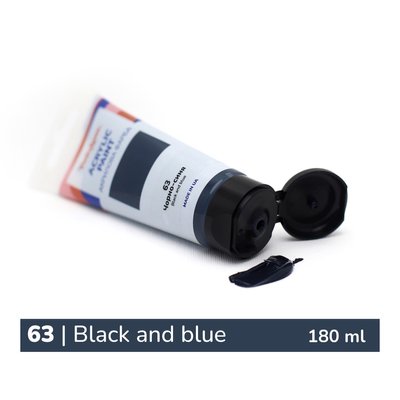 Художня глянсова акрилова фарба BrushMe колір "Чорно-синя" 180 мл TBA180063 фото 1