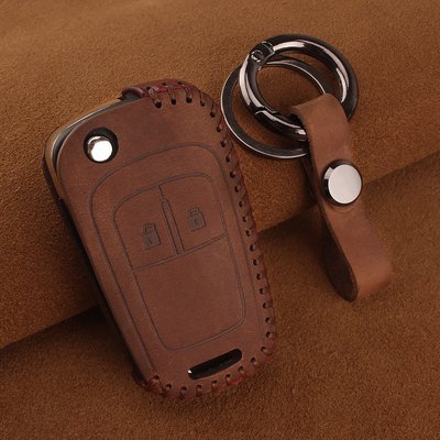 Кожаный чехол для ключа зажигания автомобиля Chevrolet (Шевроле) коричневый 2 кнопки фото 1