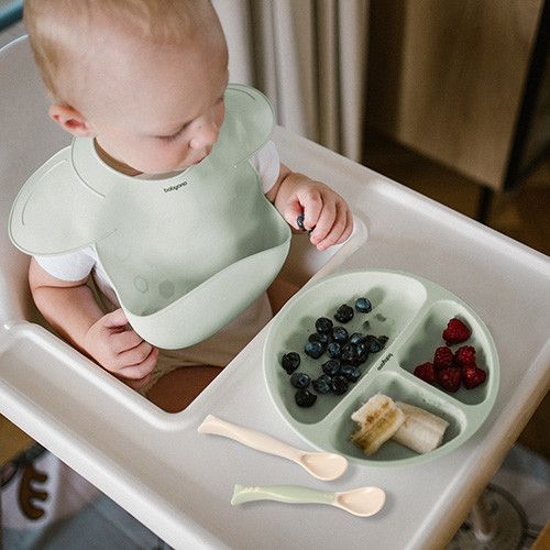 Детские гибкие эластичные ложечки 2 шт 6м+ Babyono серый и оливковый фото 3