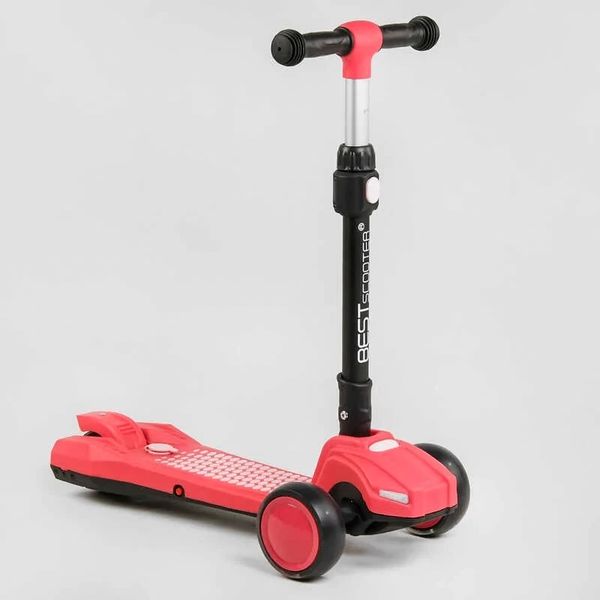 Самокат дитячий триколісний складаний з турбіною звуком та підсвічуванням Best Scooter червоний LT-11746 фото 3