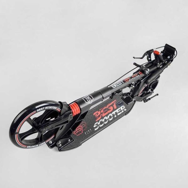 Самокат двоколісний складаний Best Scooter Fast Ride колеса PU 200 мм з амортизаторами дисковий тормоз чорний / червоний 60054-R фото 8