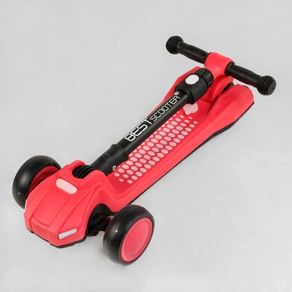 Самокат дитячий триколісний складаний з турбіною звуком та підсвічуванням Best Scooter червоний LT-11746 фото 7