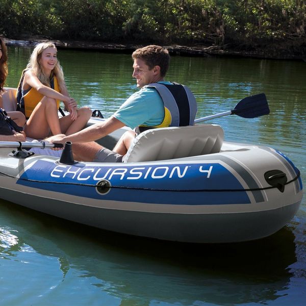 Четырехместная надувная лодка Intex Excursion Set 4 315х165х43см алюминиевые весла и насос 68324 фото 9