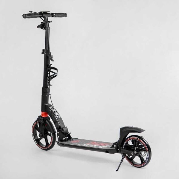 Самокат двоколісний складаний Best Scooter Fast Ride колеса PU 200 мм з амортизаторами дисковий тормоз чорний / червоний 60054-R фото 7