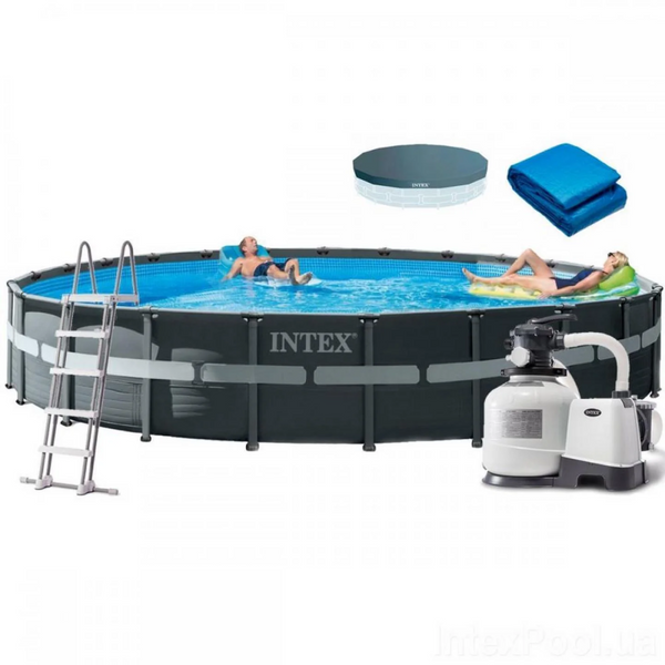 Каркасний круглий басейн Intex 47241 л 732х132 см сходи, пісочний насос-фільтр, підстилка, тент фото 2