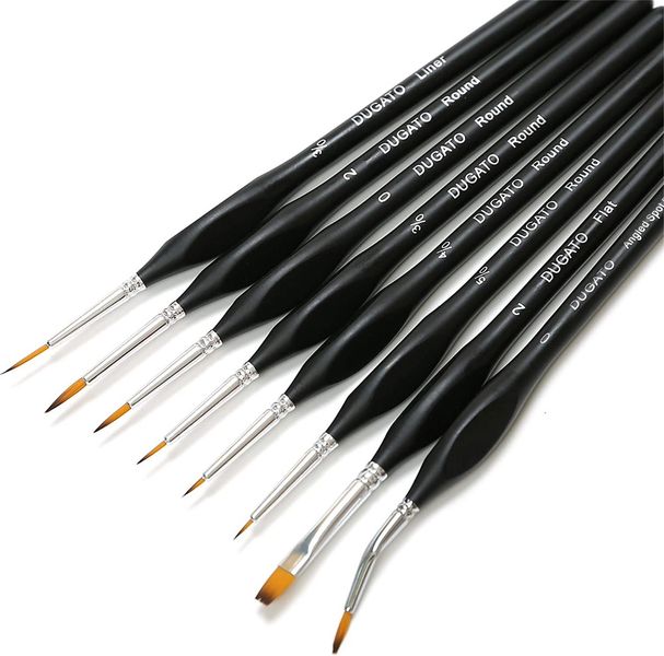 Набір професійних художніх нейлонових пензликів Bomeijia 8 шт чорні зі срібним фото 1