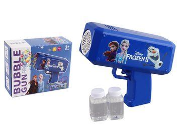 Генератор мильних бульбашок на батарейках Bubble Gun Frozen синій фото 1