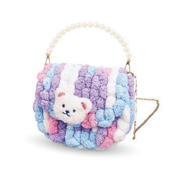 Набор для творчества для девочки от 6 лет BrushMe Pom Pom Bag &laquo;Фиолетовый медвежонок&raquo; круглый фото 1