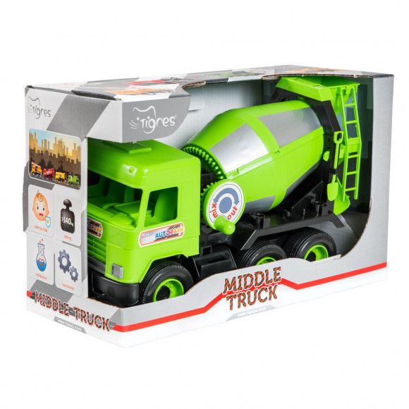 Игрушечная бетономешалка Wader Middle truck 43 см зелёный 39485 фото 3