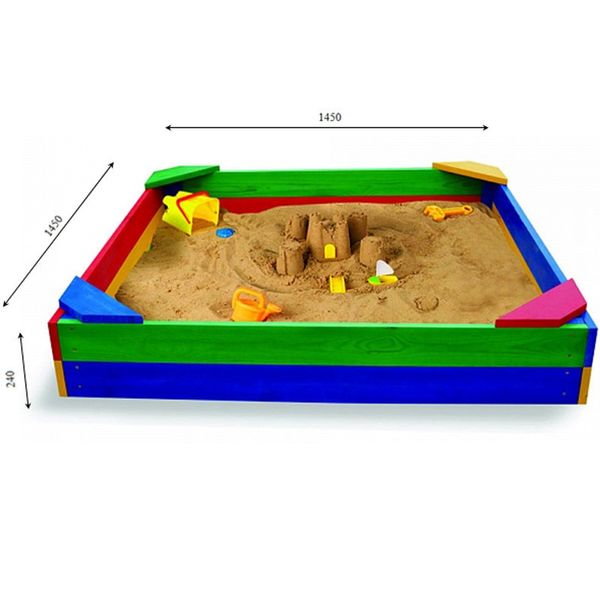 Детская песочница цветная с уголками 145х145х24 фото 1