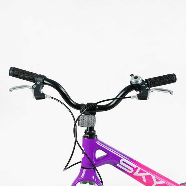 Велосипед детский двухколёсный 16" CORSO Sky магниевая рама доп колеса на 5-7 лет розовый с фиолетовым SK-16522 фото 3