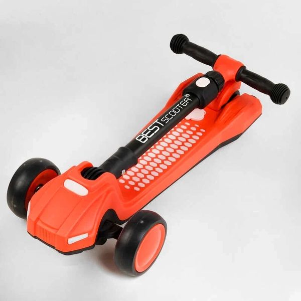 Самокат дитячий триколісний складаний з турбіною звуком та підсвічуванням Best Scooter помаранчевий LT-12857 фото 7
