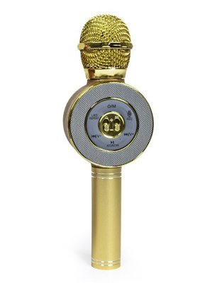 Бездротовий bluetooth караоке мікрофон з колонкою WS-668 Золотий фото 1