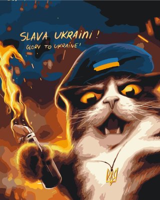 Картина по номерам BrushMe серии Патриот "Котик повстанец ©Марианна Пащук" 40х50см BS53120 фото 1