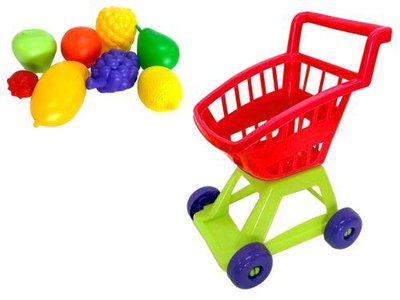 Пластиковий дитячий візок для супермаркету Kinderway з фруктами червоний KW-36-002 фото 1