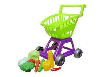 Пластиковий дитячий візок Kinderway з овочами салатовий 11 предметів KW-36-003 фото 1