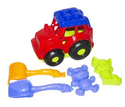 Іграшковий трактор Colorplast Коник №2 з пісковим набором 30 см червоний 0213 фото 1
