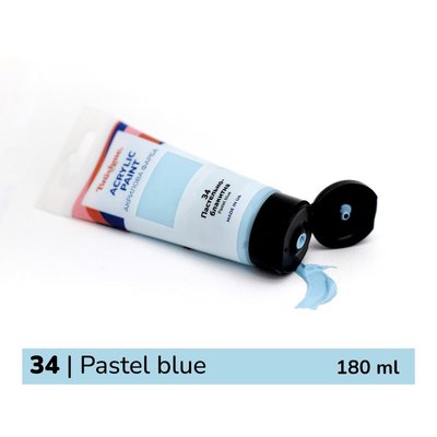 Художественная глянцевая акриловая краска BrushMe цвет "Пастельно-голубая" 180 мл TBA180034 фото 1