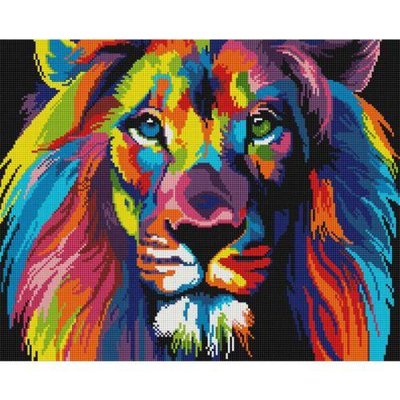 Алмазная мозаика Brushme "Радужный лев" 40х50 см GF4791 фото 1