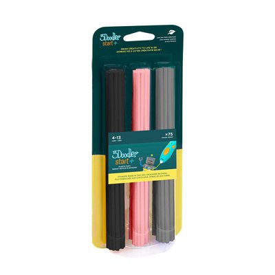 Набір стрижнів для 3D-ручки 3Doodler Start - МІКС 75 стрижнів: чорний, рожевий, сірий фото 1