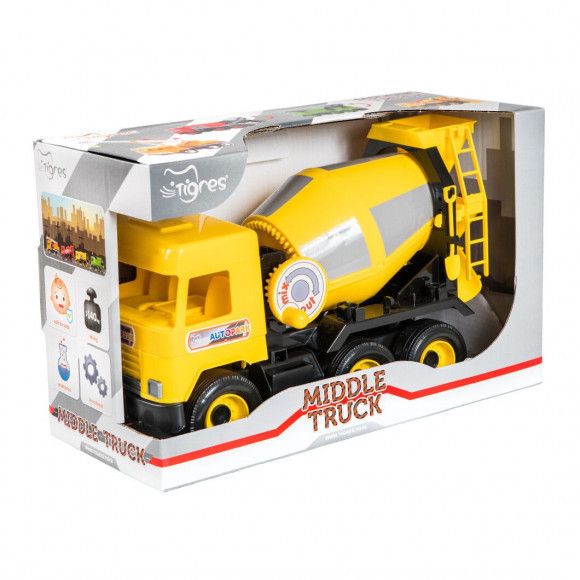 Іграшковий бетонозмішувач Wader Middle truck 43 см жовтий 39493 фото 2