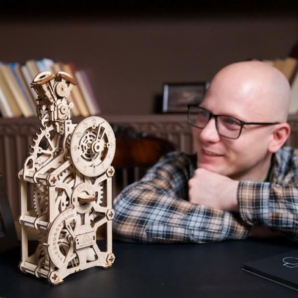 3D конструктор механічний дерев'яний Ugears Годинник-двигун 265 деталей 70217 фото 10