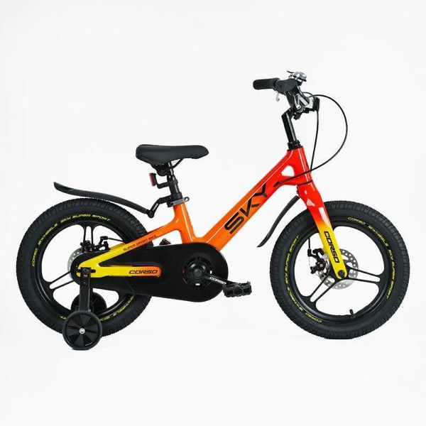 Велосипед дитячий двоколісний 16" CORSO Sky магнієва рама доп колеса на 5-7 років червоний з помаранчевим SK-16920 фото 2