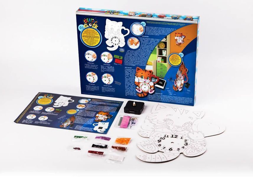 Набор для украшения детских часов блестками Danko Toys Creative clock Котенок СС-01-01 фото 2