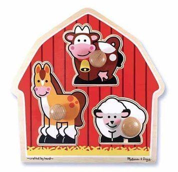 Пазл - вкладыш деревянный для малышей "Животные с фермы" Melissa&Doug 3 элемента MD2054 фото 1