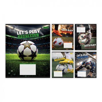 Набір учнівських зошитів 1 Вересня Let's play football формат А5, 18 арк. в лінійку 25 шт. 768751 фото 1