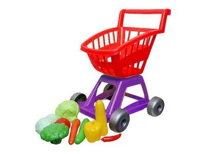 Пластиковий дитячий візок Kinderway з овочами червоний 11 предметів KW-36-003 фото 1