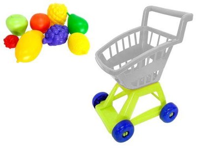 Пластиковий дитячий візок для супермаркету Kinderway із фруктами сірий KW-36-002 фото 1