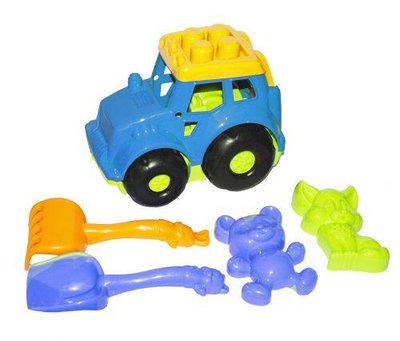 Іграшковий трактор Colorplast Коник №2 з пісковим набором 30 см синій 0213 фото 1