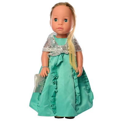 Інтерактивна лялька Limo Toy 38 см навчає країнам та цифрам у бірюзовій сукні M 5414-15-1 фото 1