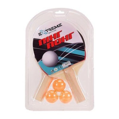 Набір для настільного тенісу Extreme Motion 2 ракетки, 3 м'ячики ABS TT2106 фото 1