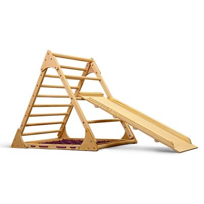 Треугольник Пиклера Sportbaby для раннего развития с сеткой лакированный высота 80 см и горка 100 см фото 1