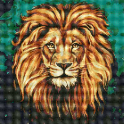 Алмазна мозаїка Ідейка "Розкішний лев" 40х40 см AMO7505 фото 1