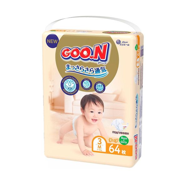 Підгузки GOO.N Premium Soft для дітей 7-12 кг (розмір 3(M), на липучках, унісекс, 64 шт) фото 2