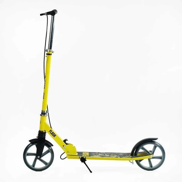 Самокат двухколесный складной Best Scooter Flash колеса PU 200 мм с амортизатором желтый FL-14320 фото 3