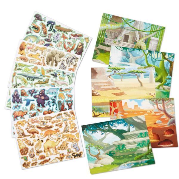 Многоразовые наклейки со сценами Melissa & Doug &laquo;Джунгли и саванна&raquo; 5 сцен и 175 наклеек MD30502 фото 2