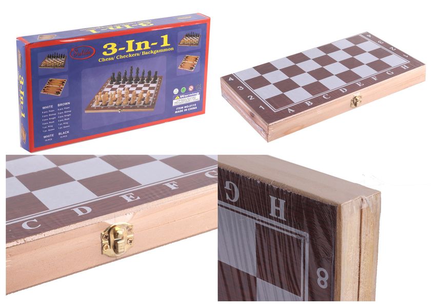 Набір класичних ігор 3 в 1 "Шахи, шашки, нарди" дерев'яний 29х29 см C36810 фото 2