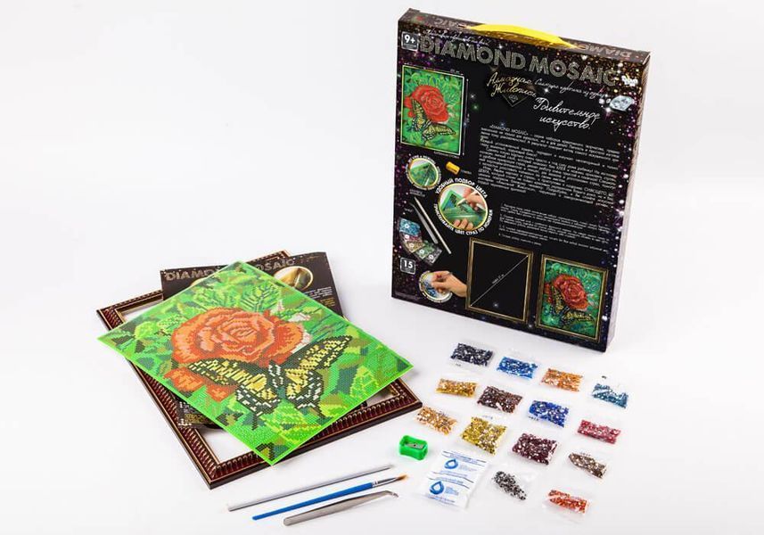 Алмазная мозаика Danko Toys Diamond Mosaic Бабочка на цветочке DM-02-08 фото 2