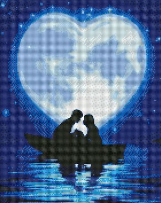 Алмазна мозаїка Ідейка "Поцілунок під місяцем" 40х50 см AMO7234 фото 1