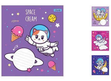 Набір учнівських зошитів 1 Вересня Space friends формат А5, 12 арк. в клітинку 25 шт. 765749 фото 1