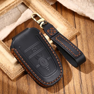 Кожаный чехол для смарт - ключа Ford Explorer 4 кнопки черный фото 1