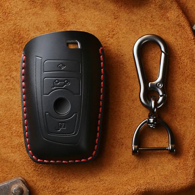 Кожаный чехол для смарт - ключа BMW (БМВ) черный 3 кнопки фото 1