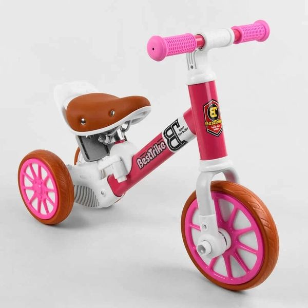 Дитячий триколісний велосипед - трансформер Best Trike EVA колеса, функція біговела рожевий 15996 фото 2