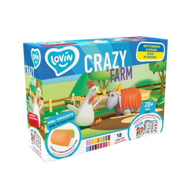 Набір тіста для ліплення ОКТО Lovin'do "Crazy Farm" 18 стіків, склянка, ніж 41189 фото 2