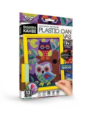 Вишивка на пластиковій канві з багетною рамкою Danko Toys Plastic Canvas: Сови PC-01-01 фото 1
